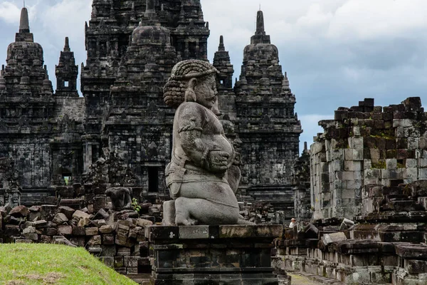 Bližší Pohled Candi Sewu Chrám Sewu Dvarapala Stráž Vpředu — Stock fotografie