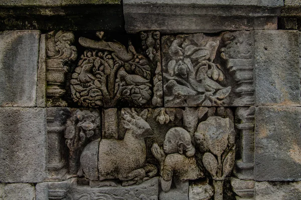 Fragmento Del Exterior Del Templo Borobudur Yogyakarta Java Central Indonesia —  Fotos de Stock