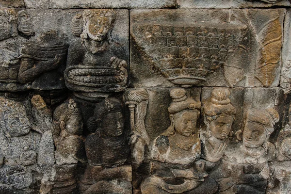 Ein Fragment Des Borobudur Tempels Außen Yogyakarta Zentraljava Indonesien — Stockfoto