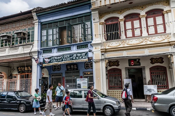 Uma Rua Antiga Georgetown Património Mundial Unesco Ilha Penang — Fotografia de Stock