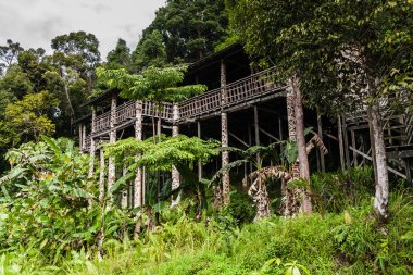 Etnik orang ulu longhouse, Sarawak, Borneo
