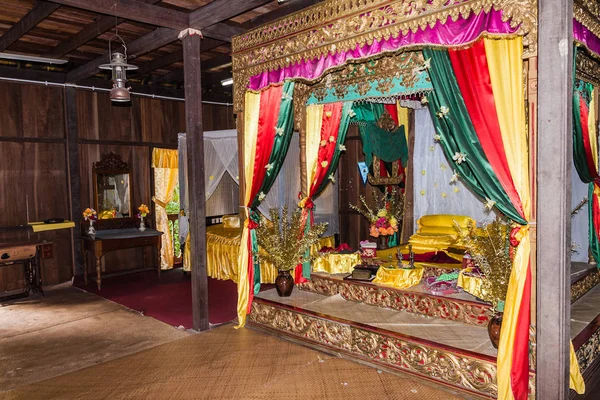 Quarto Uma Casa Madeira Tradicional Malaia Étnica Sarawak Malásia — Fotografia de Stock