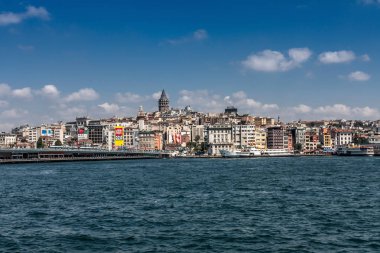 Galata Köprüsü manzarası. Karaköy ve Galata Kulesi, İstanbul
