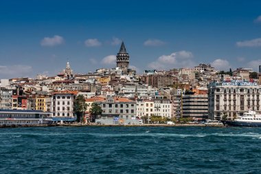 Galata Köprüsü manzarası. Karaköy ve Galata Kulesi, İstanbul