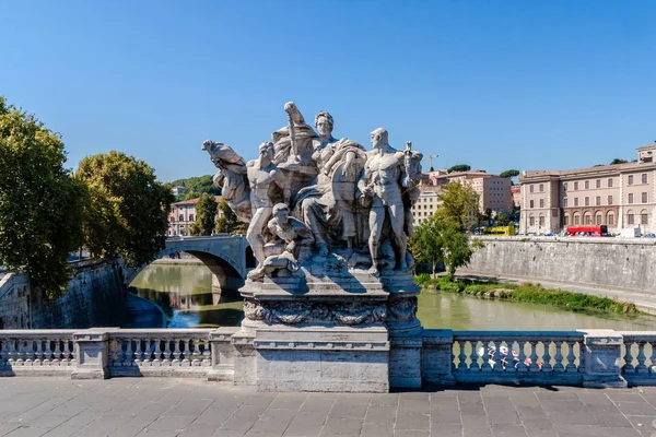 Řím Ponte Vittorio Emanuele Alegorická Skupina Giovanni Nicolini Nazvaná Triumf — Stock fotografie