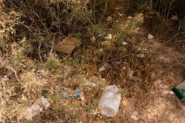 Riyad yakınlarındaki Naquibs Göleti kıyısında ziyaretçiler tarafından bırakılan çöp