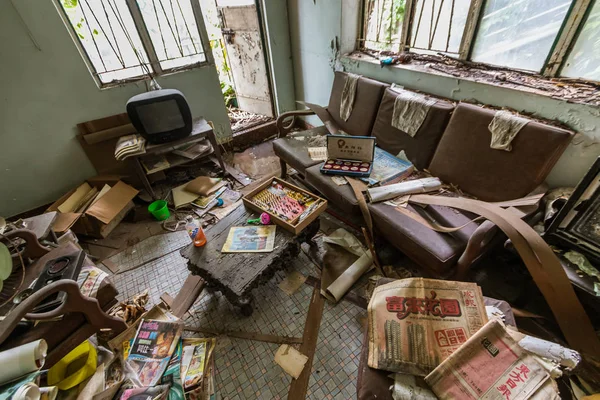 Intérieur Maison Abandonnée Dans Village Wan Hong Kong — Photo