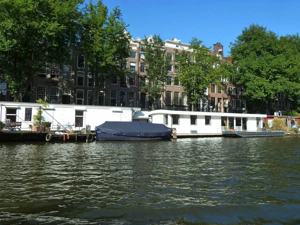 Kanál Lodním Domků Amsterdamu — Stock fotografie