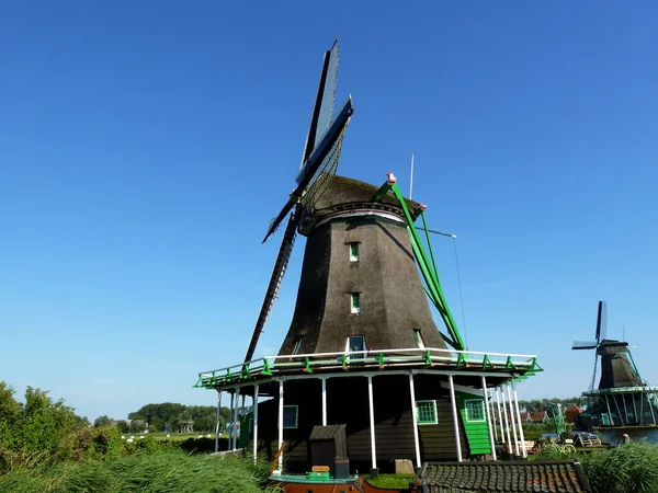 Berömda Väderkvarnar Zaanse Schans Nederländerna — Stockfoto