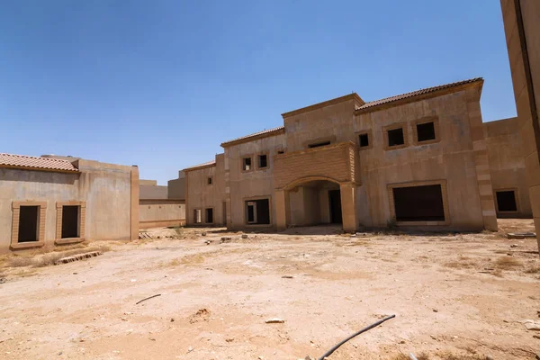 A front yard of the abandoned luxury villa in Riyadh