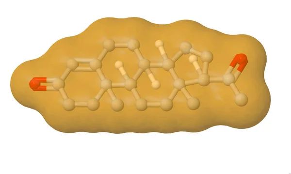 Structure Human Sex Hormone Progesteron Molecule Combined Surface Ball Stick — Stock Photo, Image