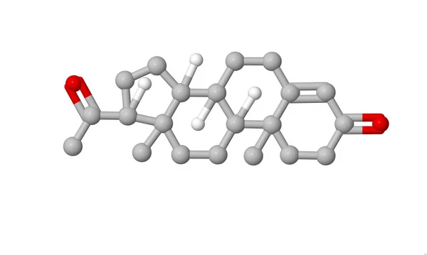 Structure Steroid Hormone Progesterone Ball Stick Model White Background Illustration — Stock Photo, Image