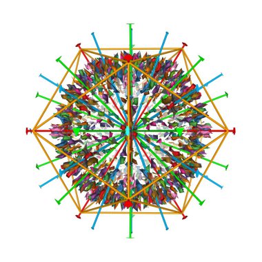 İnsan uçuk virüsü 6B 'nin atomik yapısı izohedral simetri gösteriyor, 3 boyutlu Gaussian yüzey modeli, beyaz arkaplan