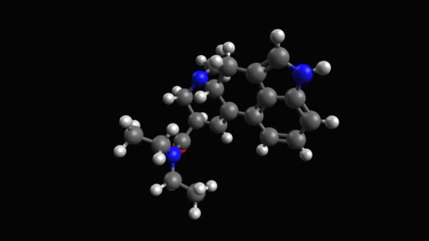 Modelo Animado Dietilamida Ácido Lisérgico Lsd Fármaco Alucinógeno Fondo Negro — Vídeo de stock
