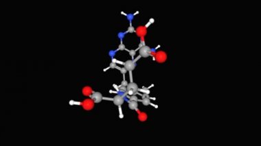Metotreksat 'ın (amethopterin) 3 boyutlu animasyon top ve sopa modeli, bir kemoterapi maddesi ve bağışıklık sistemi baskılayıcı.
