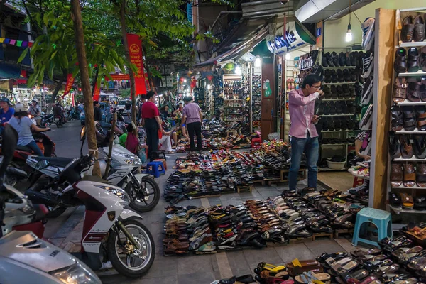 Night Street Market Downtown Hanoi — Stock Photo, Image