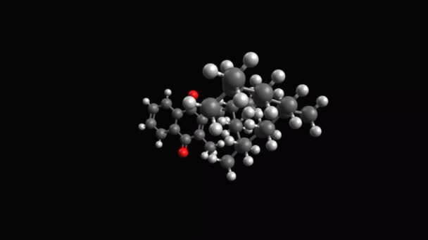 Animated Ball Stick Model Vitamin Phylloquinone Black Background — Stock Video