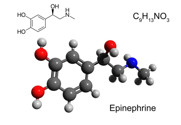 Chemical Formula Structural Formula Ball Stick Model Hormone Neurotransmitter Epinephrine — Stock Photo, Image