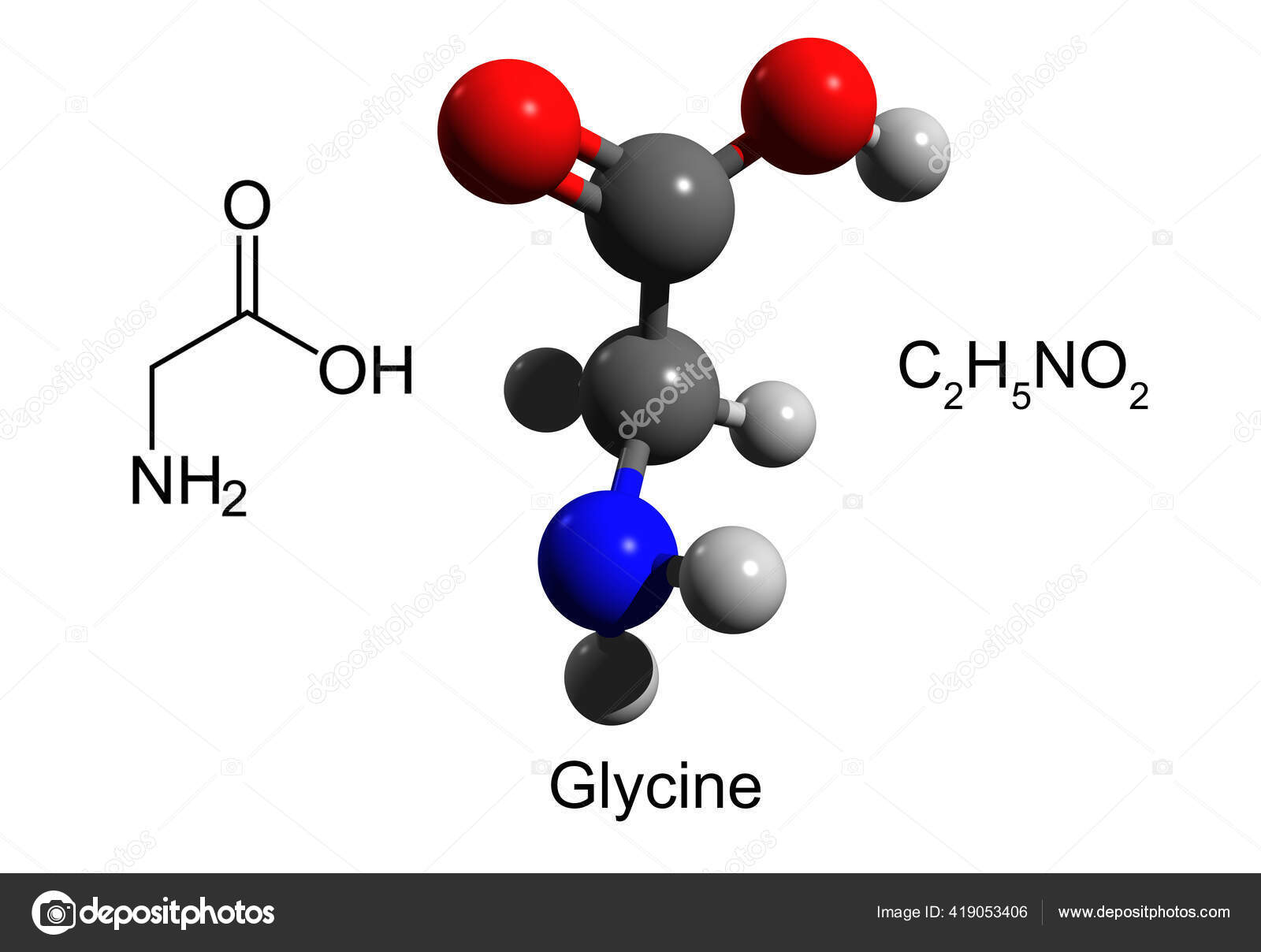 Kjemisk Formel Strukturformel Modell Glysin Enkel Essensiell Aminosyre Hvit  Bakgrunn – stockfoto © unnaugan #419053406, image size:1600x1208
