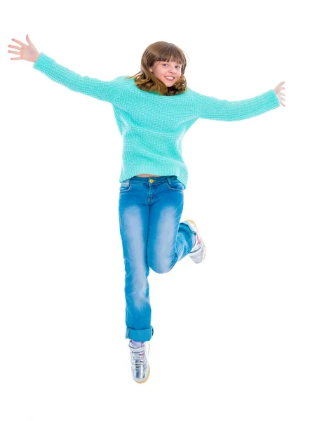A teenage girl is jumping — Stock Photo, Image