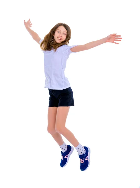 A teenage girl is jumping — Stock Photo, Image