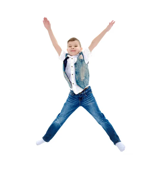 Little boy jumping Stock Photo