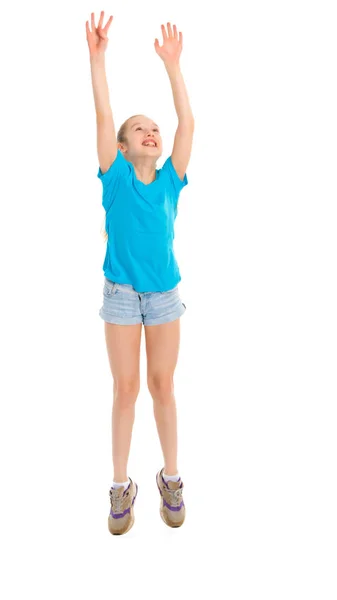 Chica gimnasta saltando . — Foto de Stock