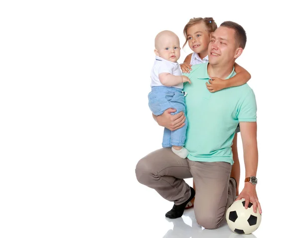 Happy dad with young children. — Stock Photo, Image