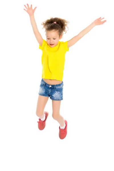 Little girl is jumping. — Stock Photo, Image