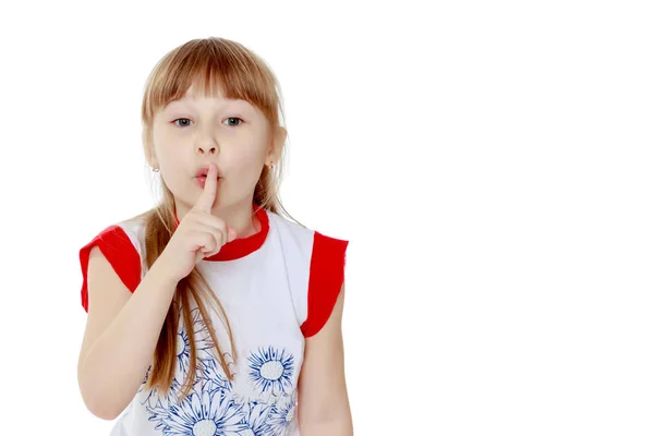 Κοριτσάκι χειρονομία ήσυχα — Φωτογραφία Αρχείου