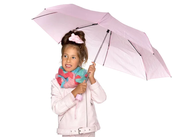 Menina sob um guarda-chuva . — Fotografia de Stock