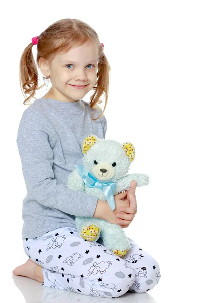 Little girl with teddy bear — Stock Photo, Image