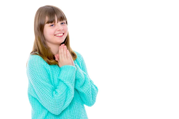 Porträt eines kleinen Mädchens in Nahaufnahme. — Stockfoto