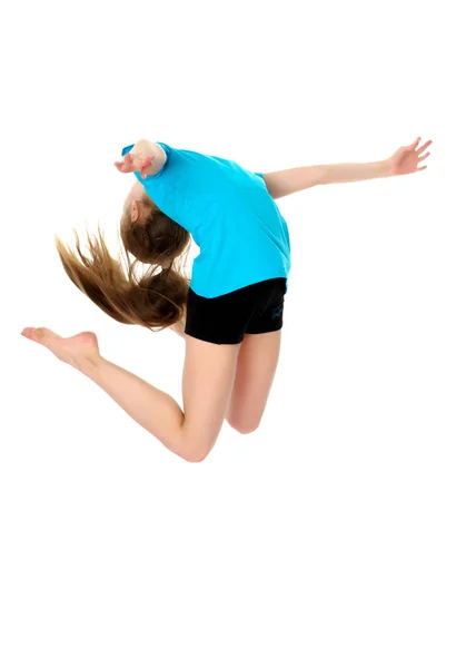 Tjej gymnast hoppning. — Stockfoto