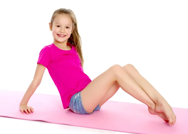 Una Gimnasta Prepara Para Ejercicio Concepto Infancia Deporte Estilo Vida —  Fotos de Stock