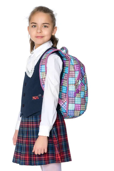 Flickan går till skolan — Stockfoto