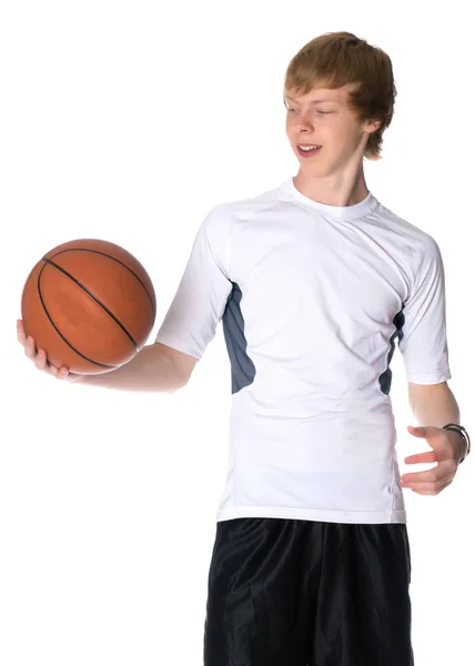 Bien hecho chico con una pelota de baloncesto — Foto de Stock