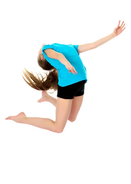 Chica gimnasta saltando . — Foto de Stock