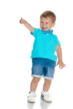 Küçük çocuk bir parmak gösterilen