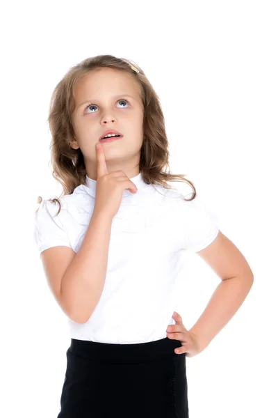 Denkt das kleine Mädchen. — Stockfoto