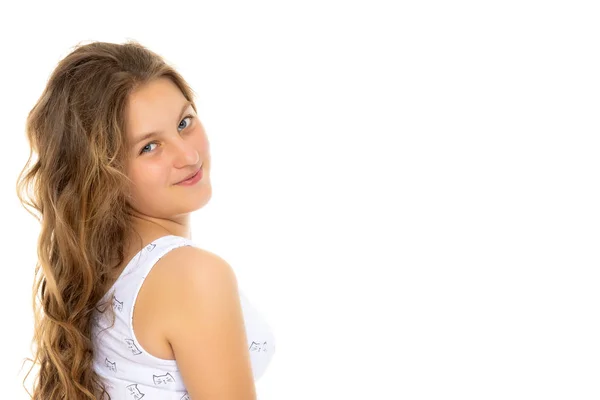 Una adolescente en un vestido corto . — Foto de Stock