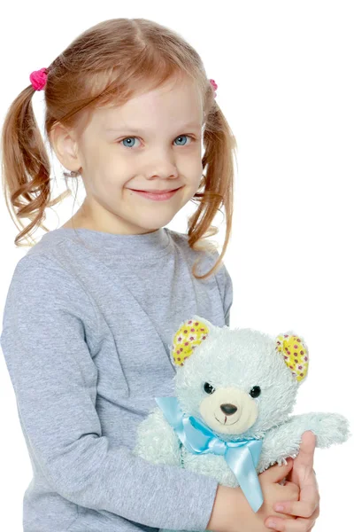 Little girl with teddy bear — Stock Photo, Image