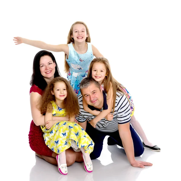 Happy family with young children — Stock Photo, Image