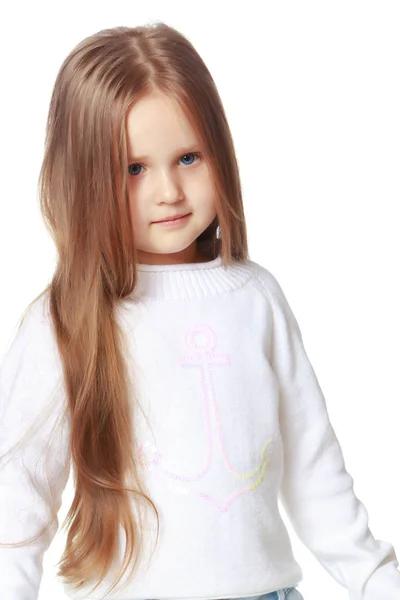 Studio Portret Pięknej Dziewczynki Koncepcja Mody Szczęścia Rodzinnego Harmonijnego Rozwoju — Zdjęcie stockowe