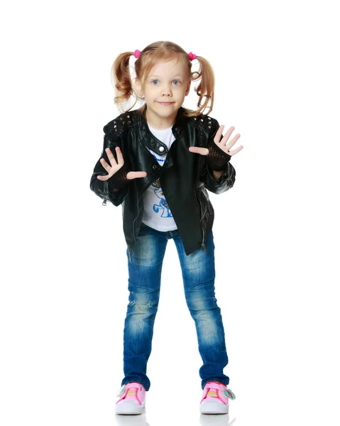 Little girl gesticulating. — Stock Photo, Image