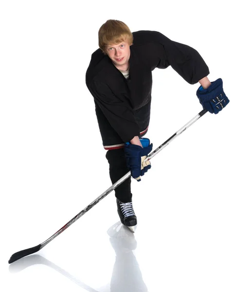 Mladý kluk hokejista — Stock fotografie