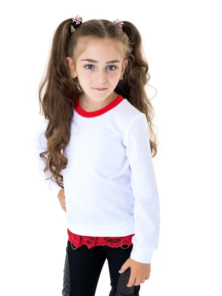 Malá holčička v bílé tričko. — Stock fotografie
