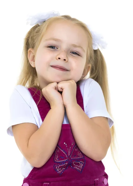 Little girl posing in the studio. Close-up. Royalty Free Stock Photos