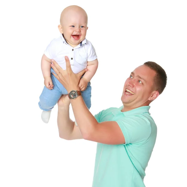 Dad is holding a baby — Stock Photo, Image