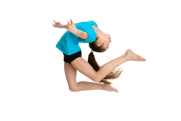 Fille gymnaste saut . — Photo